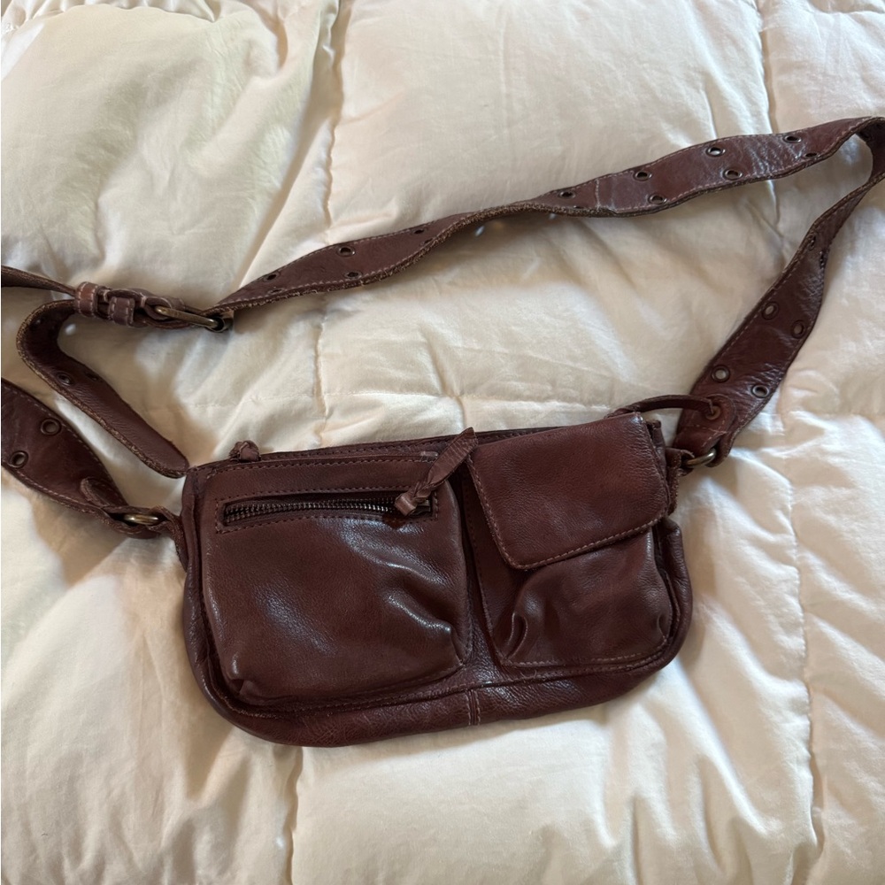 Free People Brown Leather Crossbody Bag